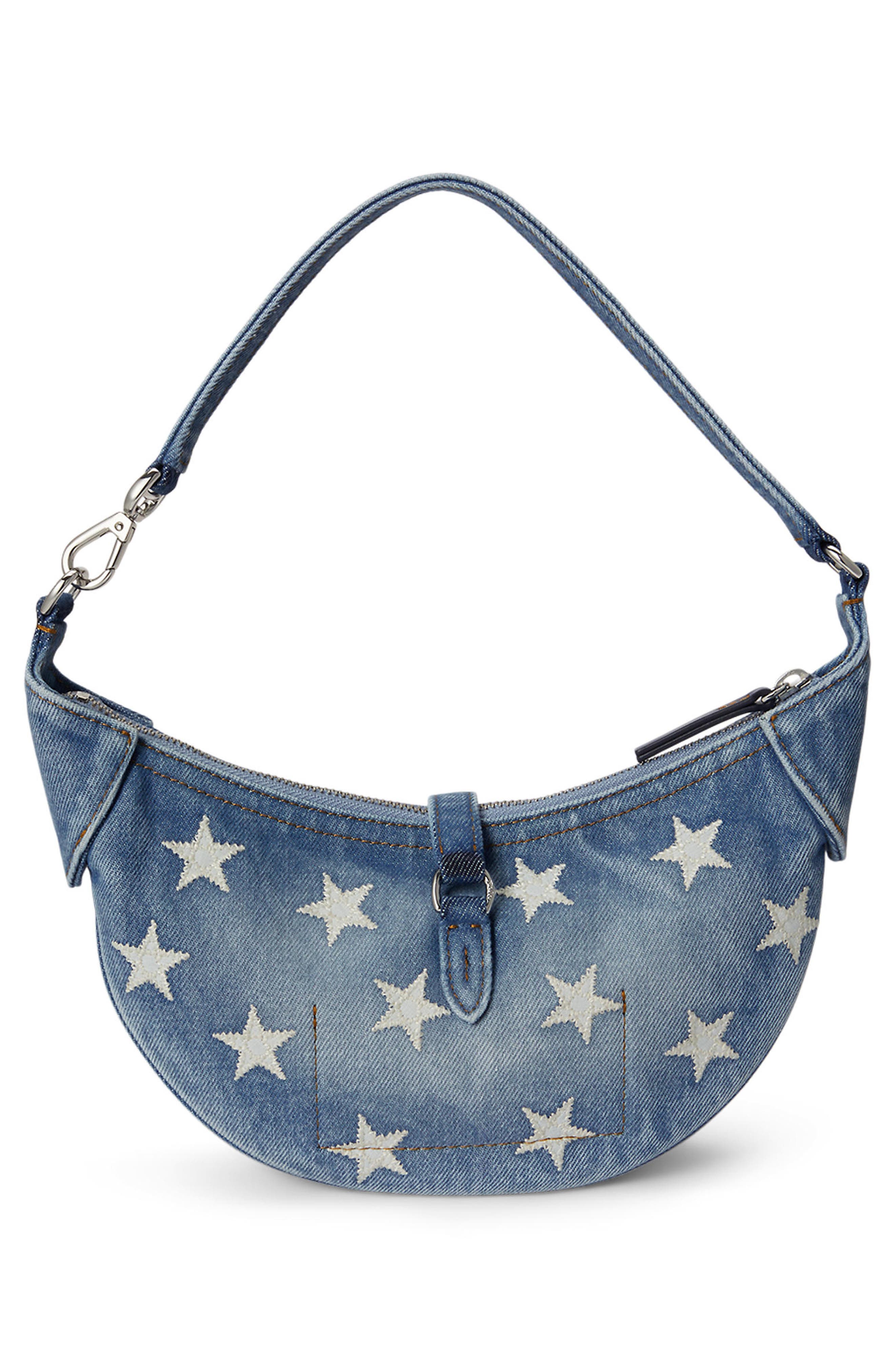 Polo Ralph Lauren Mini Polo ID Star Print Denim Shoulder Bag, Alternate, color, Helena Wash