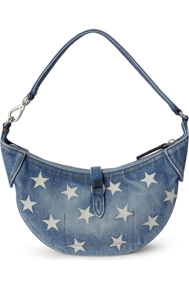 Polo Ralph Lauren Mini Polo ID Star Print Denim Shoulder Bag, Alternate, color, Helena Wash
