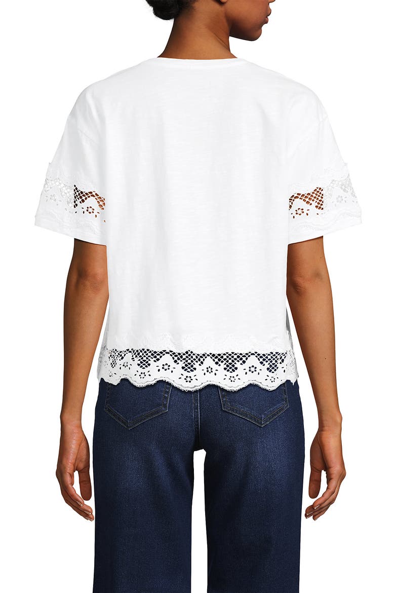 Short Sleeve Slub Jersey Cutwork T-Shirt, Alternate, color, White