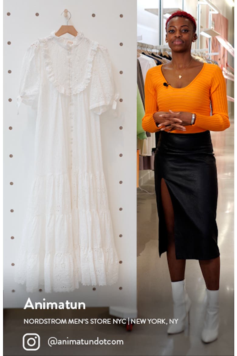 Broderie Anglaise Bib Front Midi Dress video