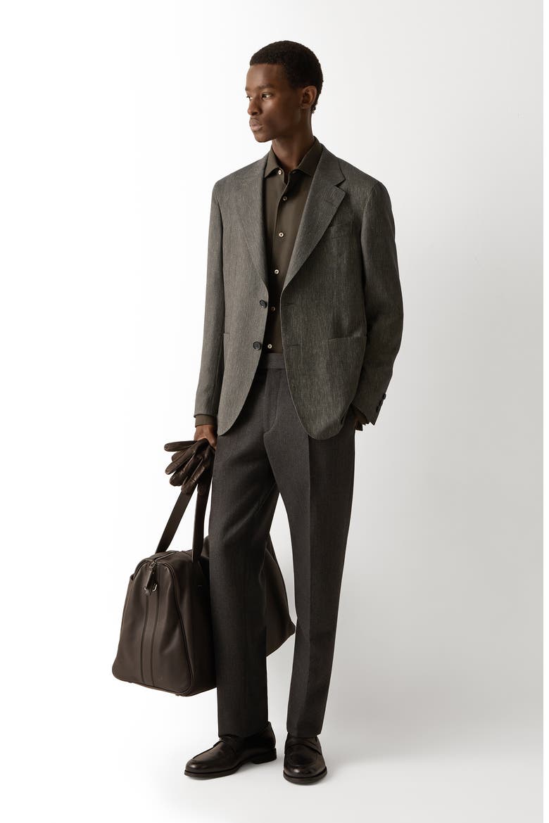 Cashmere, Silk & Linen Dinner Jacket, Alternate, color, DARK OLIVE GREEN
