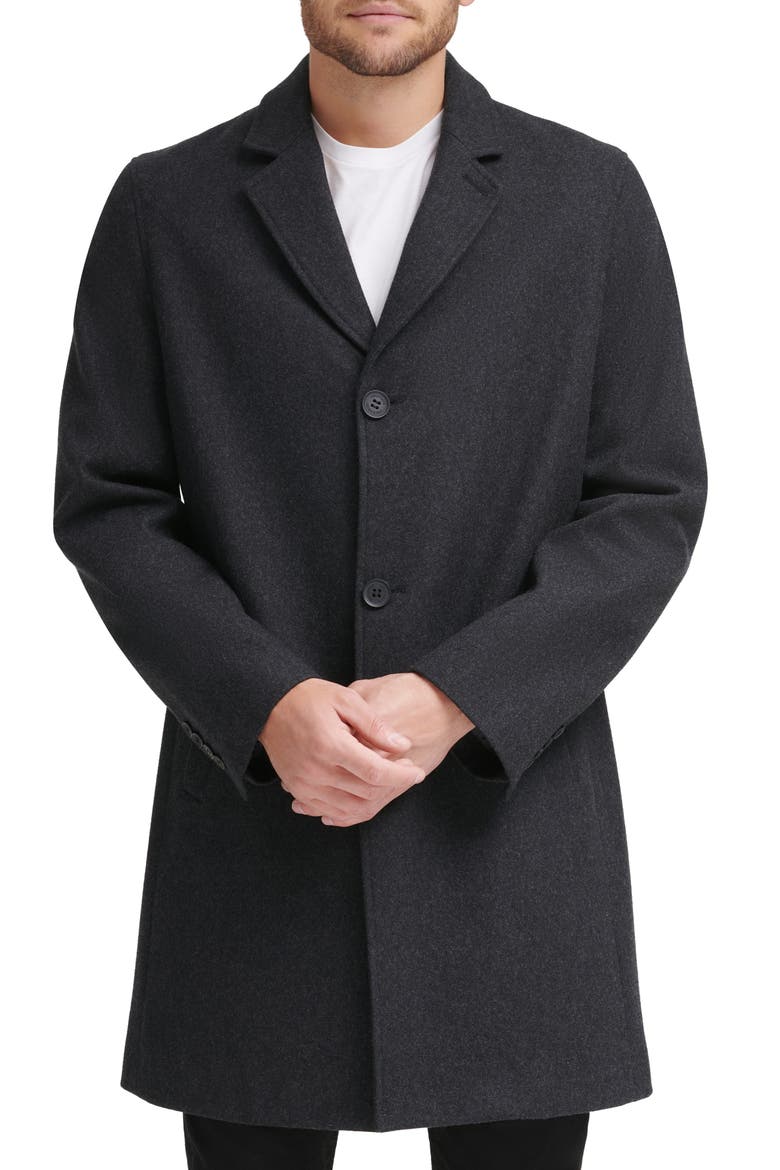 Wool Blend Melton Classic Topper, Main, color, CHARCOAL