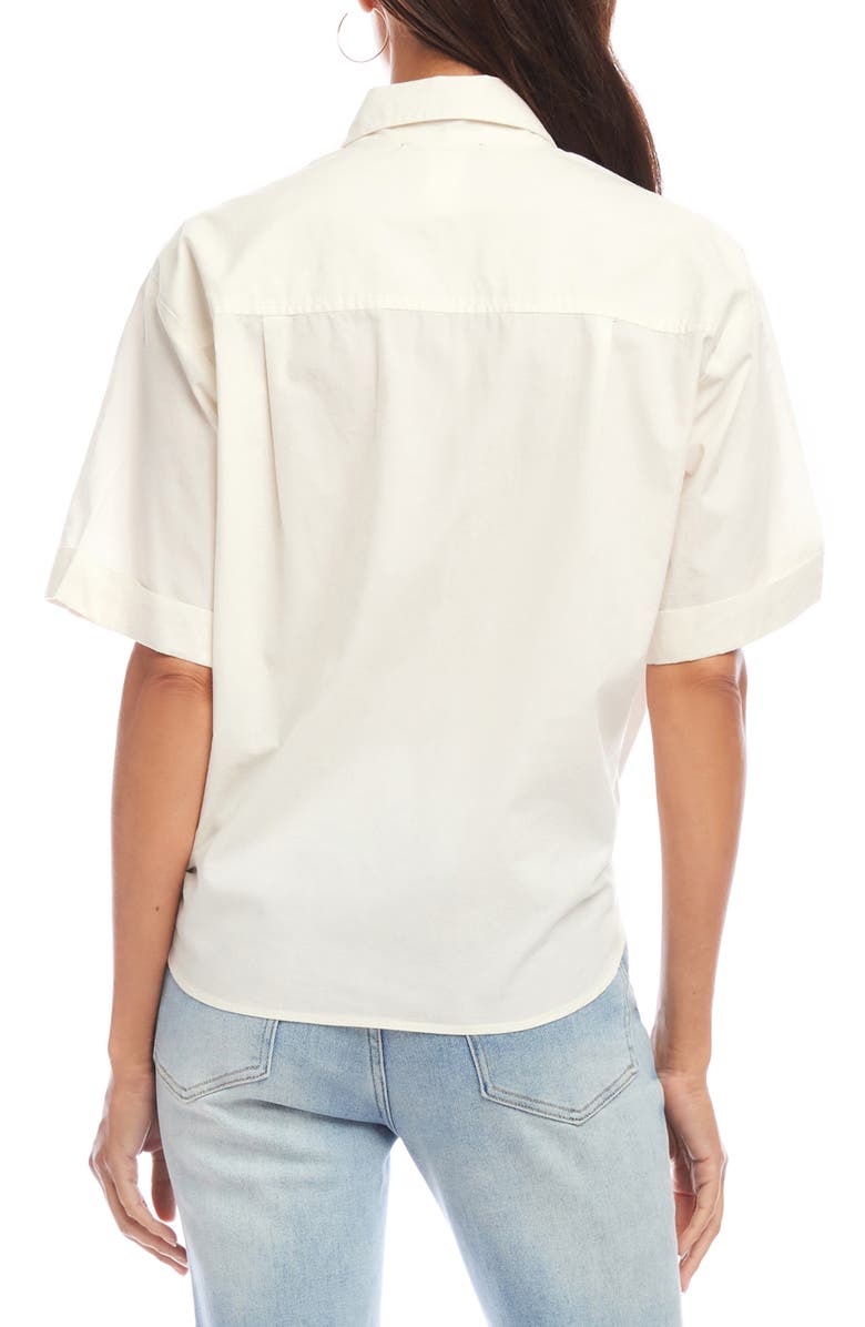 Karen Kane Tie Front Button-Up Shirt, Alternate, color, Cream