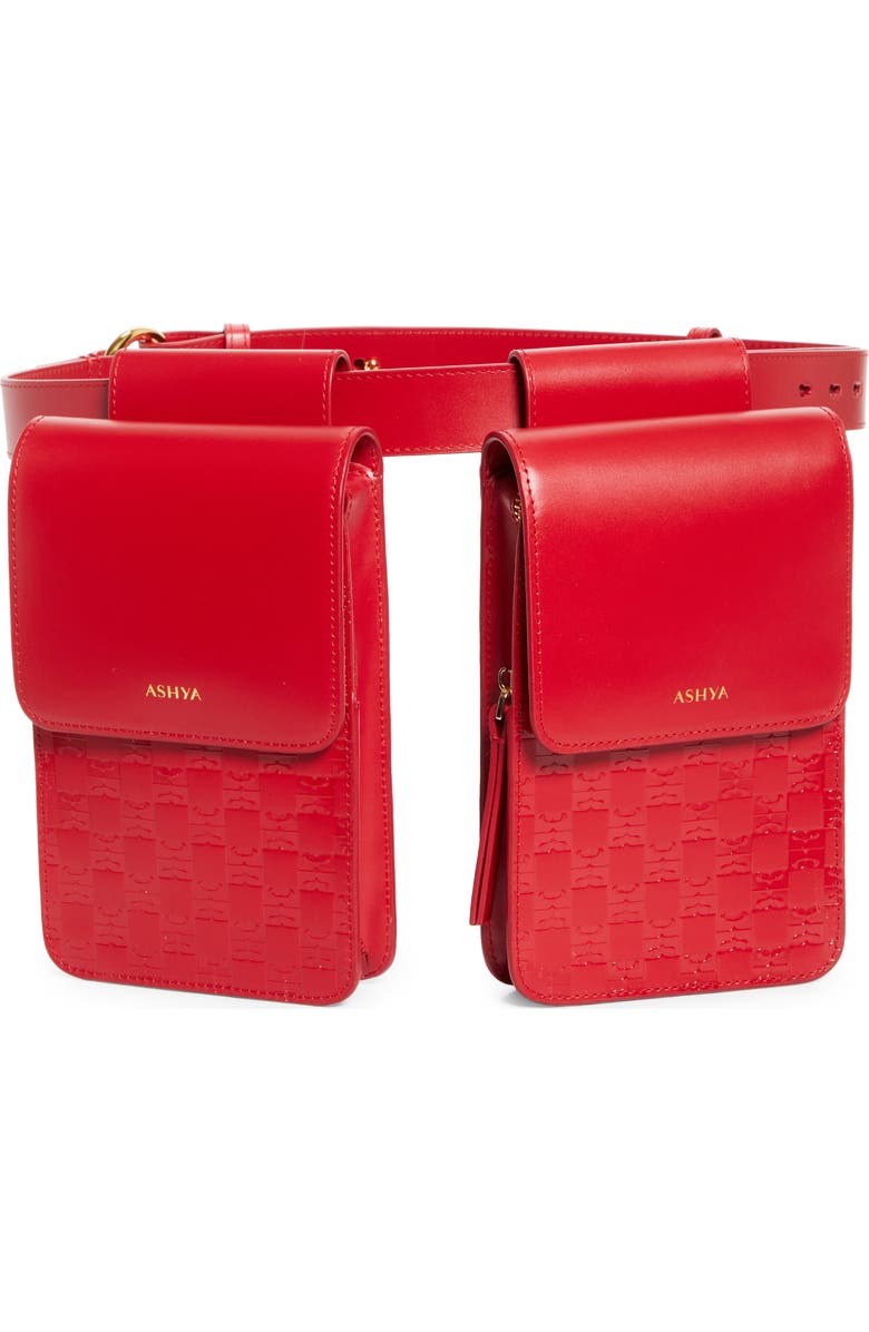 ASHYA Hertiage Double Pouch Leather Belt Bag, Main, color,