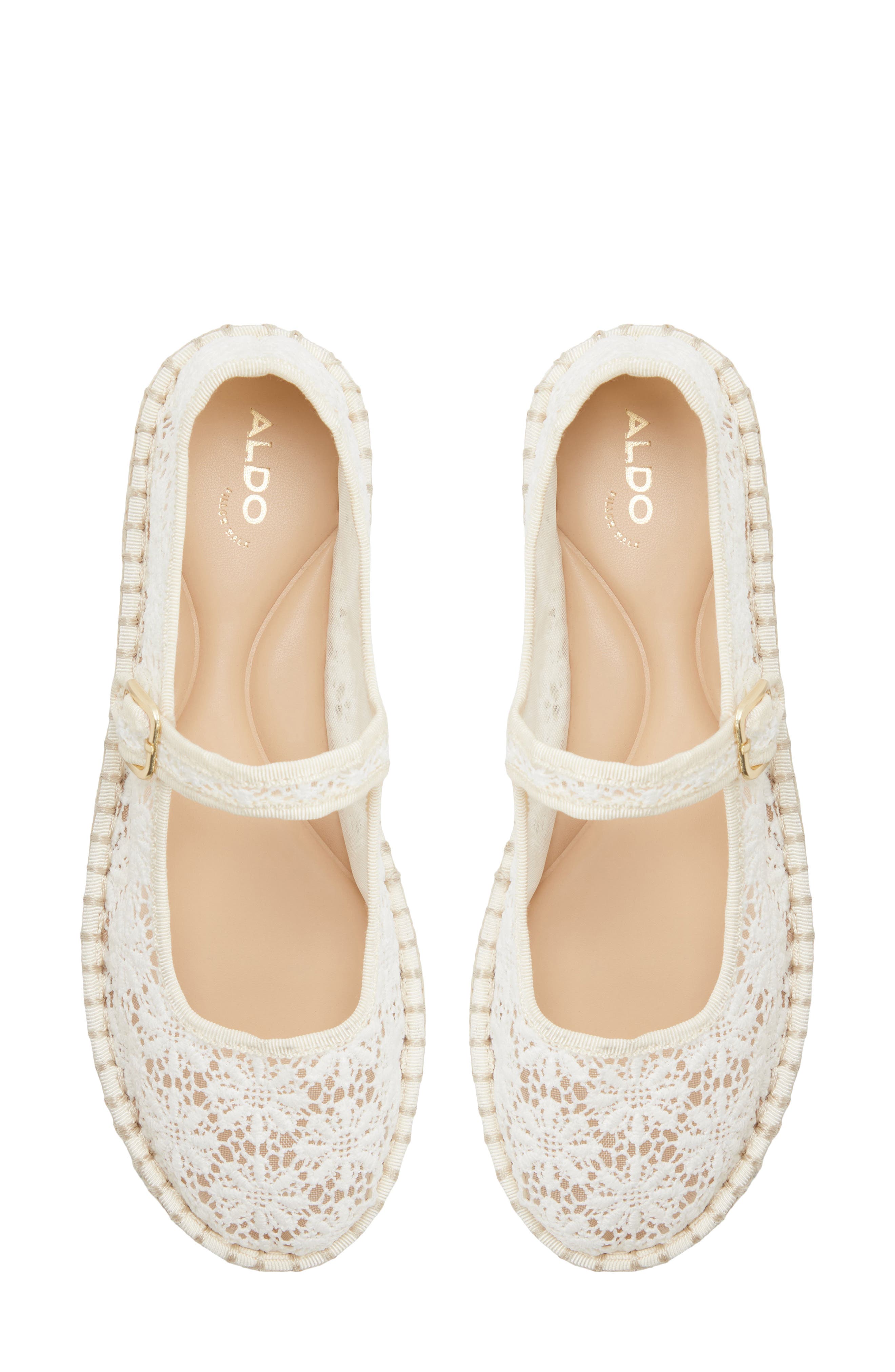 ALDO Alissie Mesh Ballet Flat, Alternate, color, White/ Bone