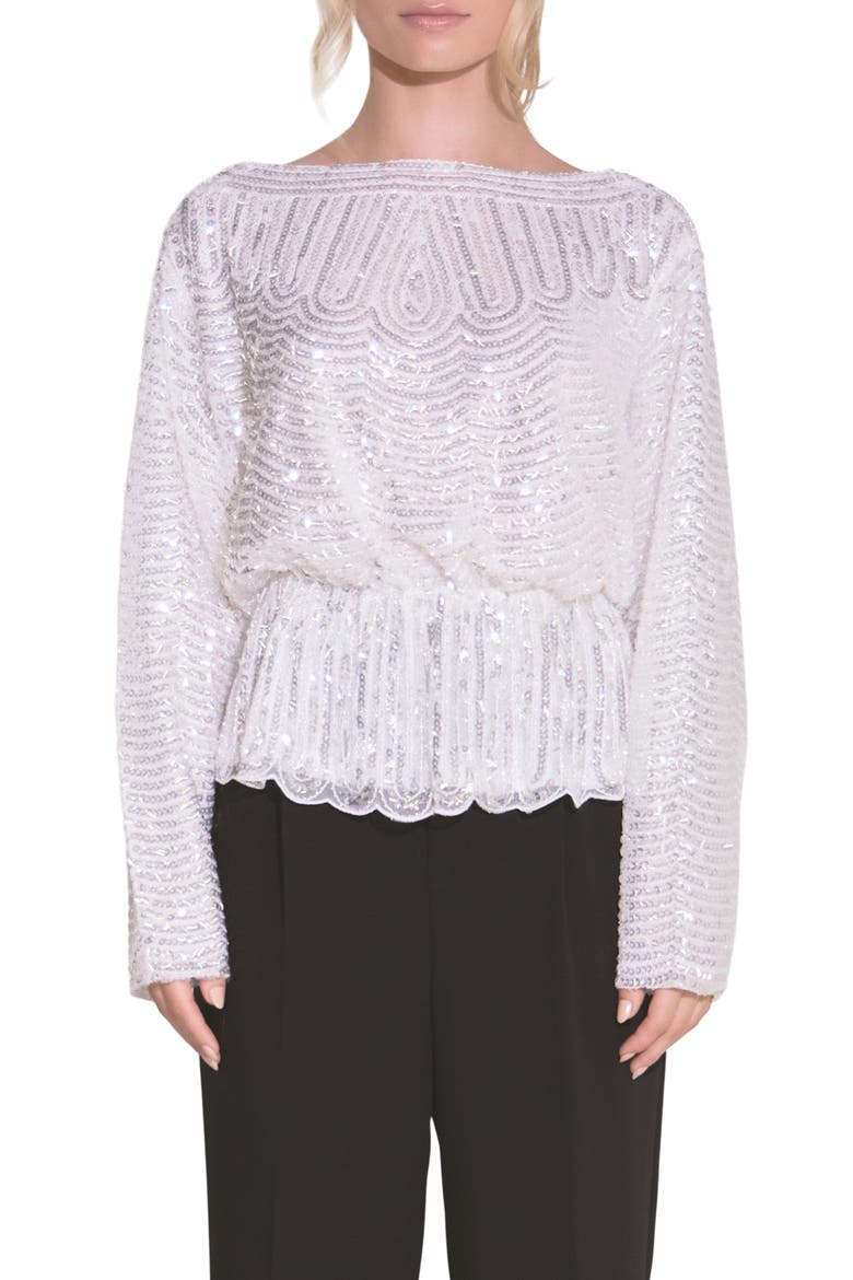 Sequin Peplum Top, Main, color, SILVER