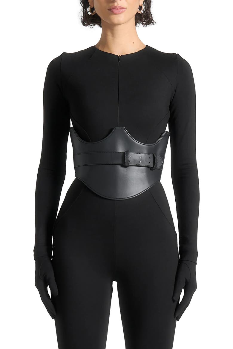 Leather Corset Belt, Alternate, color, Black