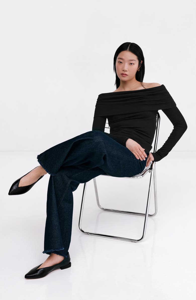 Marcella Bennett Off the Shoulder Knit Top, Alternate, color, Black