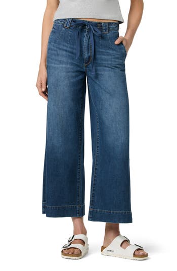 Joe's Tie Front Ankle Wide Leg Jeans In Blue