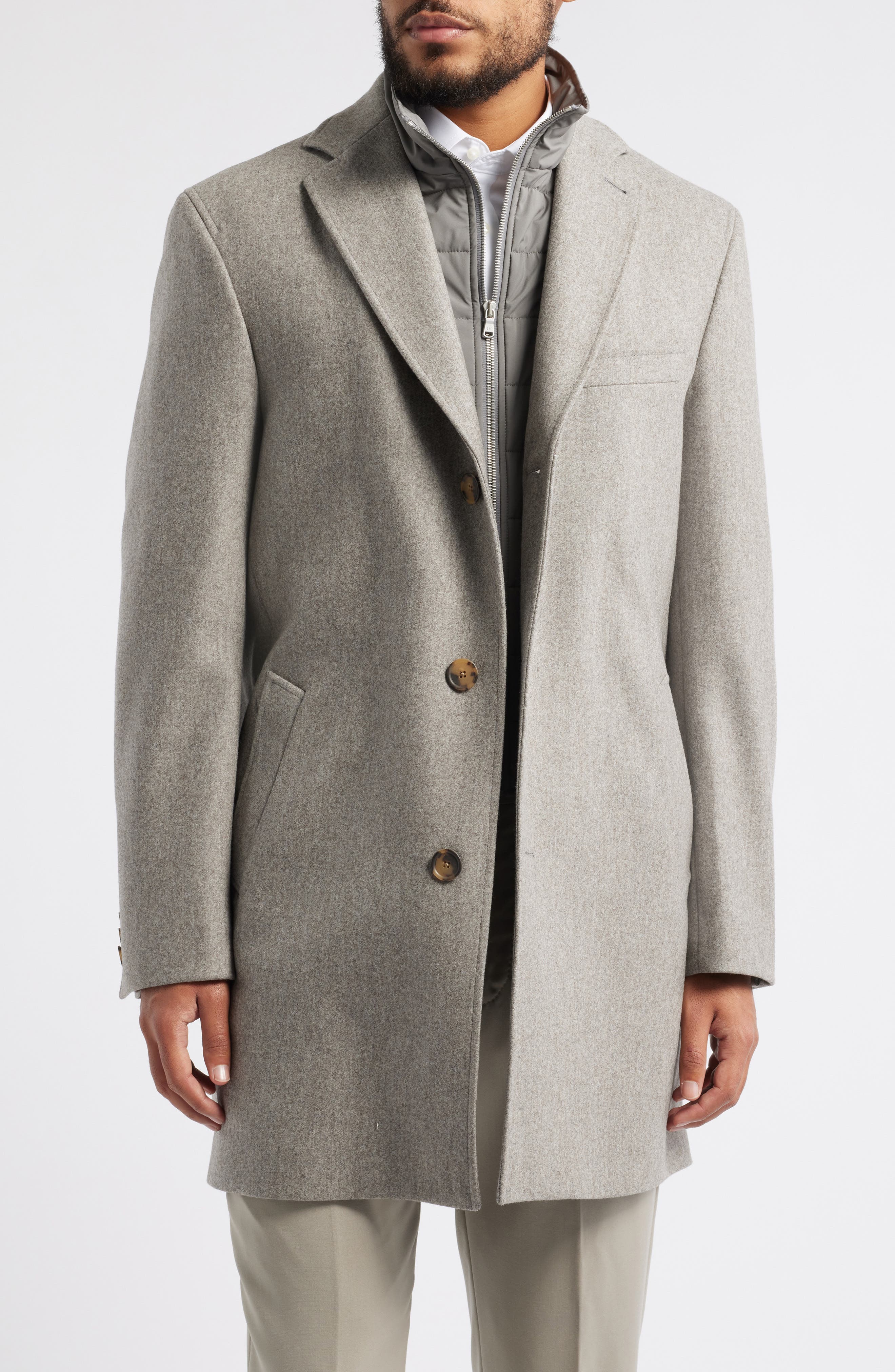 Delroy Wool Topcoat with Removable Bib