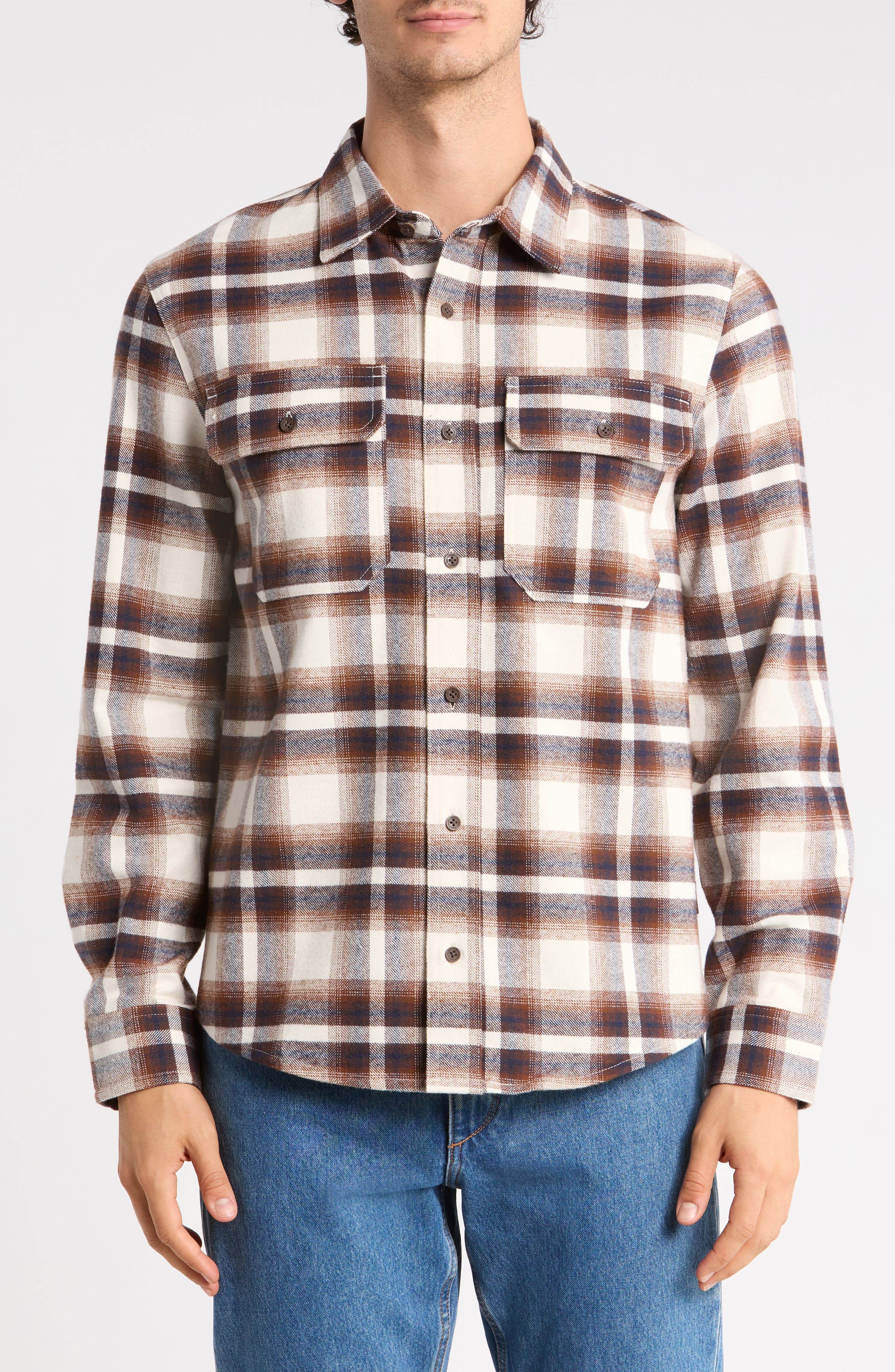 selected WHITE/ BROWN PLAID