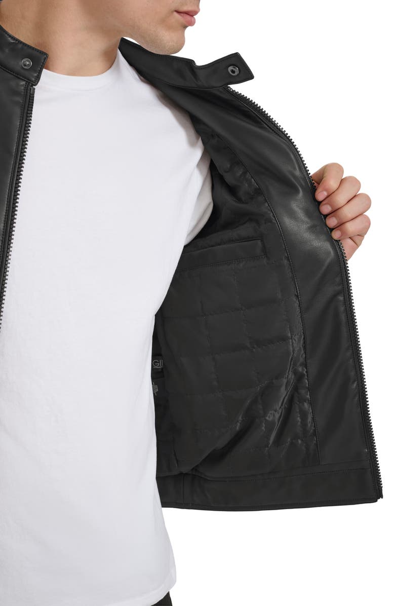 Kenneth Cole New York Faux Leather Moto Jacket, Alternate, color, Black