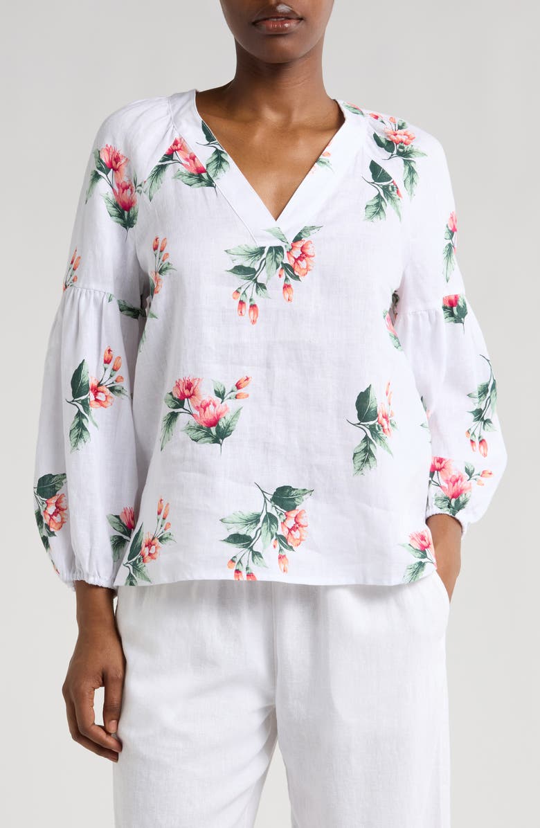 Tommy Bahama Florentina Flourish Linen Popover Top, Main, color, 