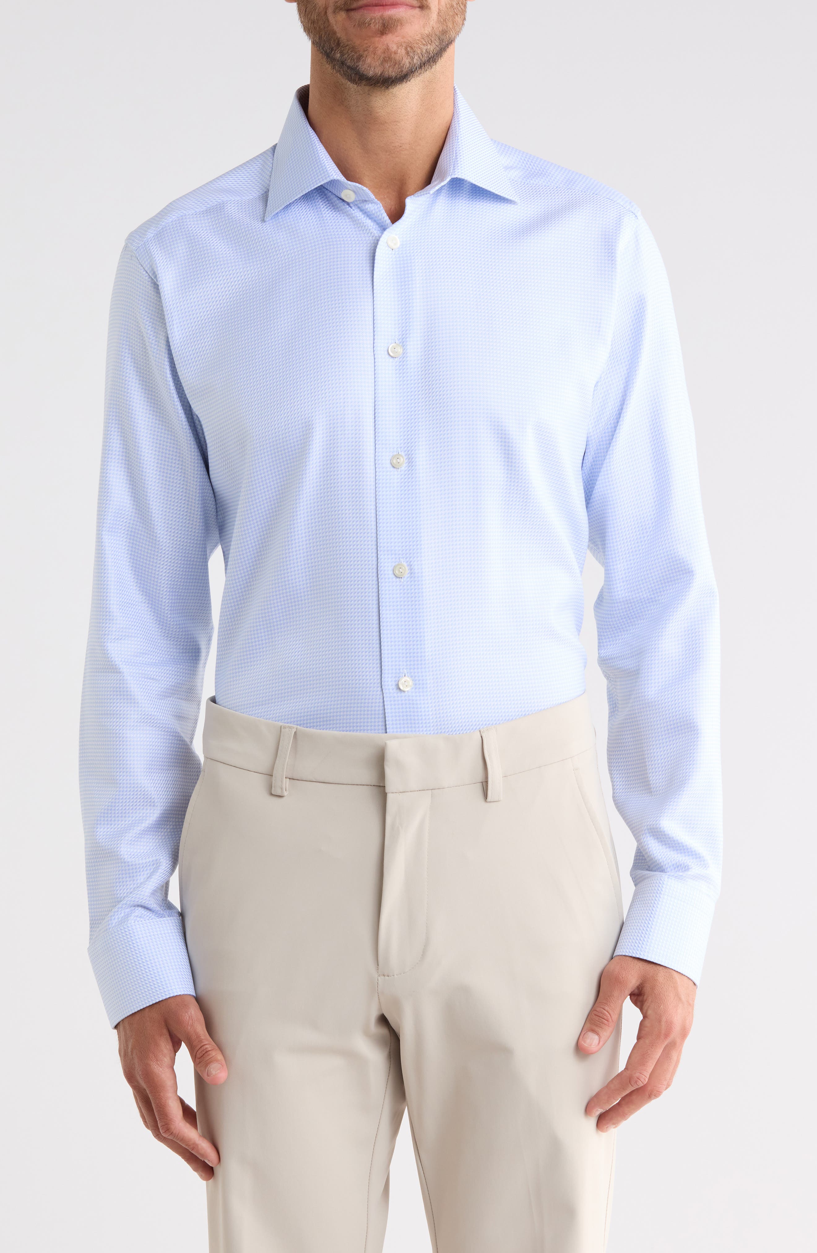 Slim Fit Houndstooth Twill Shirt