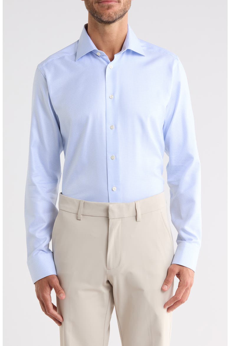 Slim Fit Houndstooth Twill Shirt, Main, color, LIGHT BLUE