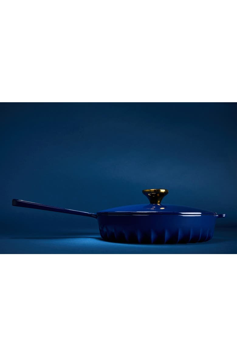 Rapid Heat Enameled Cast Iron Frying Pan with Lid, Alternate, color, Oxford Blue
