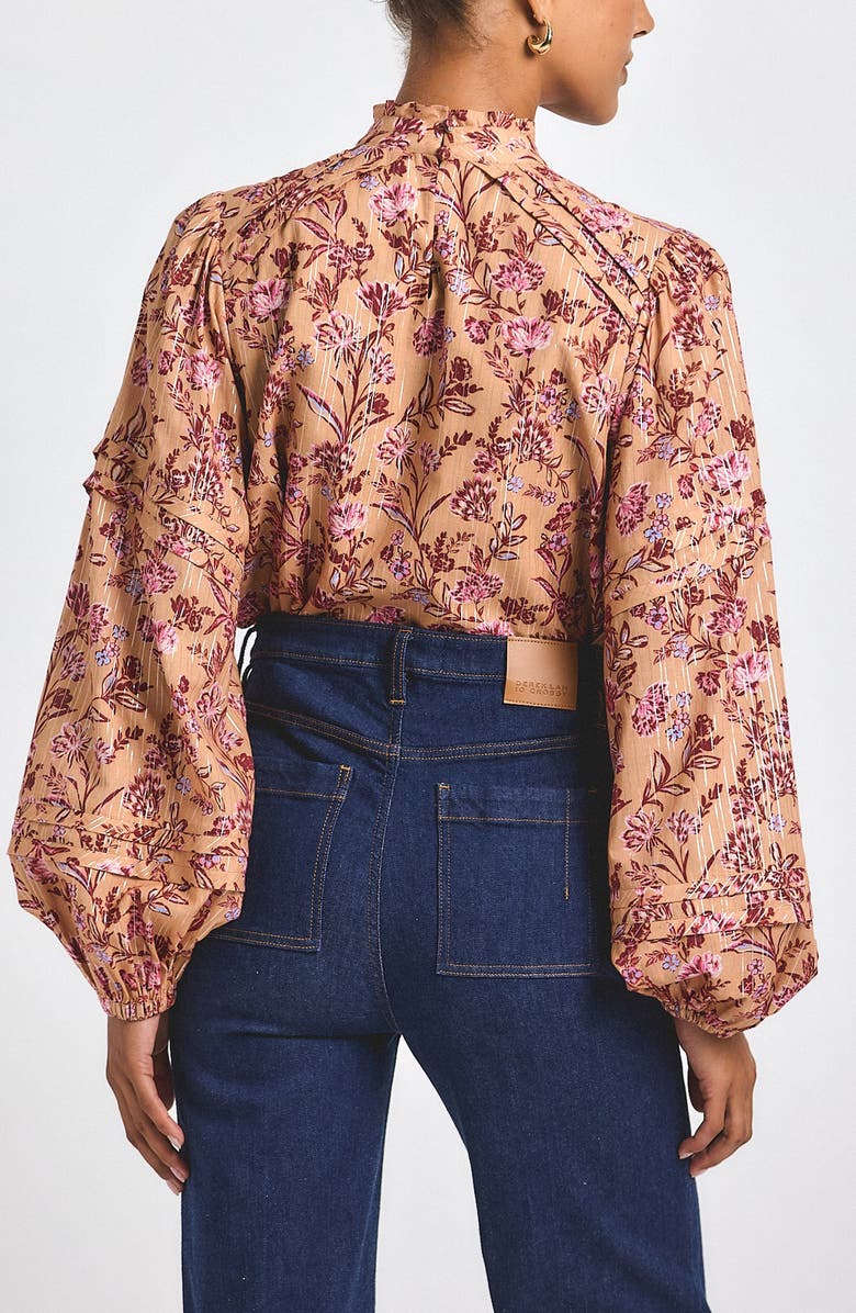 Derek Lam 10 Crosby Marlowe Metallic Top, Alternate, color, Camel Multi