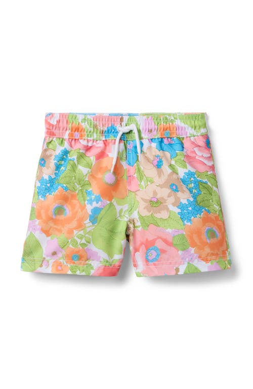 Janie And Jack Recycled Floral Swim Trunk In White