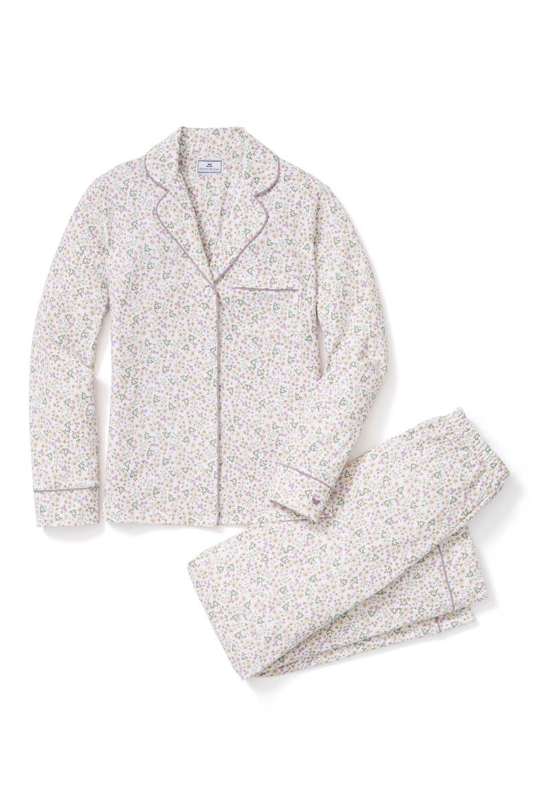 Pima Cotton Pajamas, Alternate, color, WHITE/ PURPLE/ LIGHT TAN