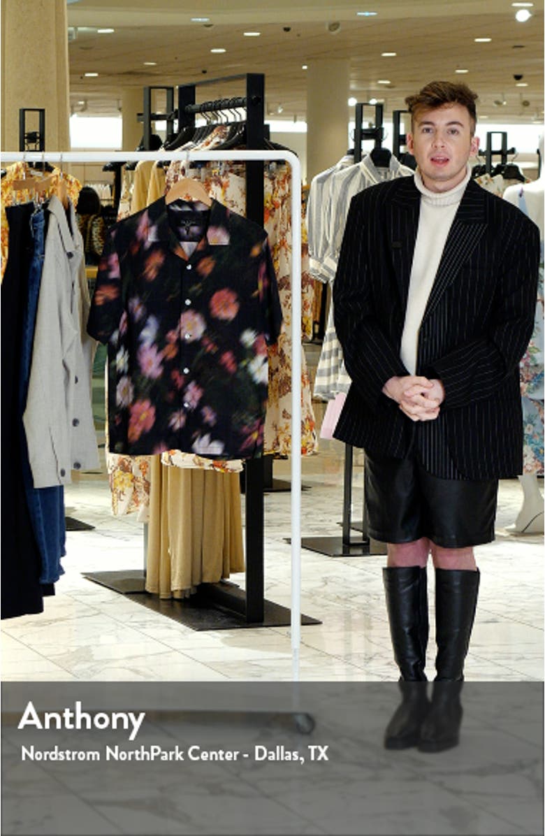 Avery Blurred Floral Print Short Sleeve Button-Up Shirt, sales video thumbnail