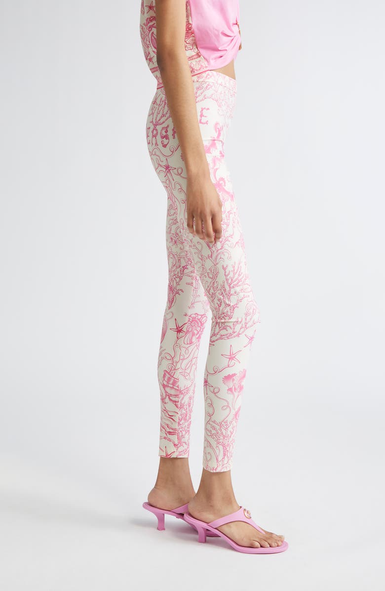 Versace Underwater Barocco Leggings, Alternate, color, Eggshell Dragonfruit