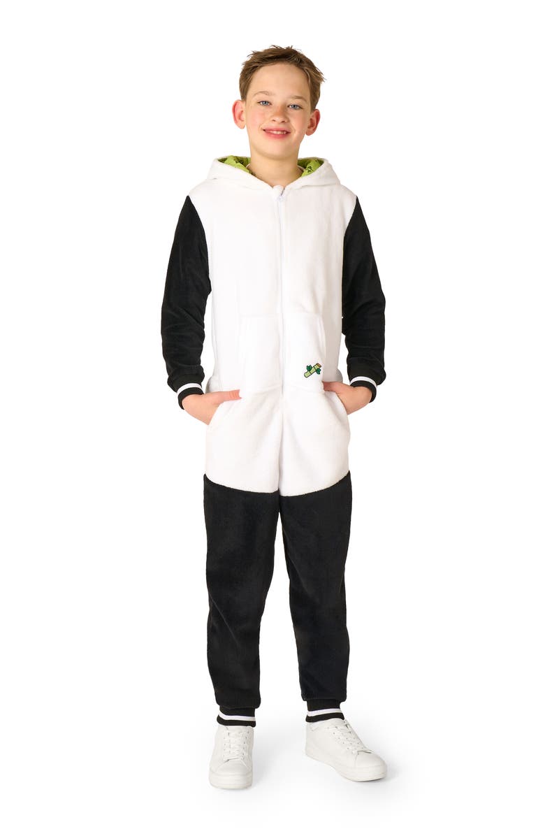 OppoSuits Kids' Panda One Piece Hooded Jumpsuit, Alternate, color, Black
