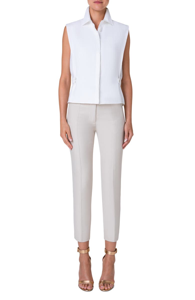 Akris Sleeveless Linen Voile Blouse, Alternate, color, 