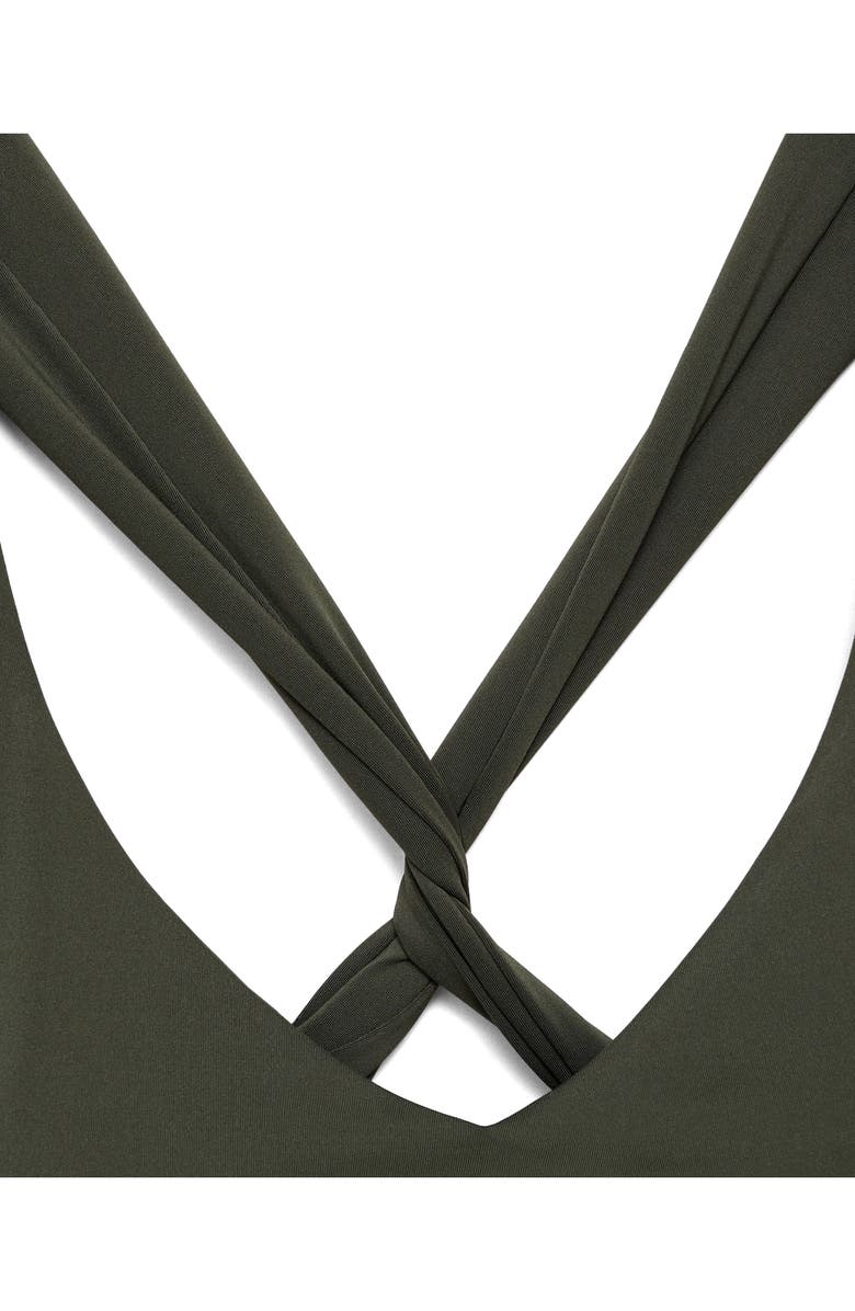 MANGO Crossover Back One-Piece Swimsuit, Alternate, color, Khaki Green
