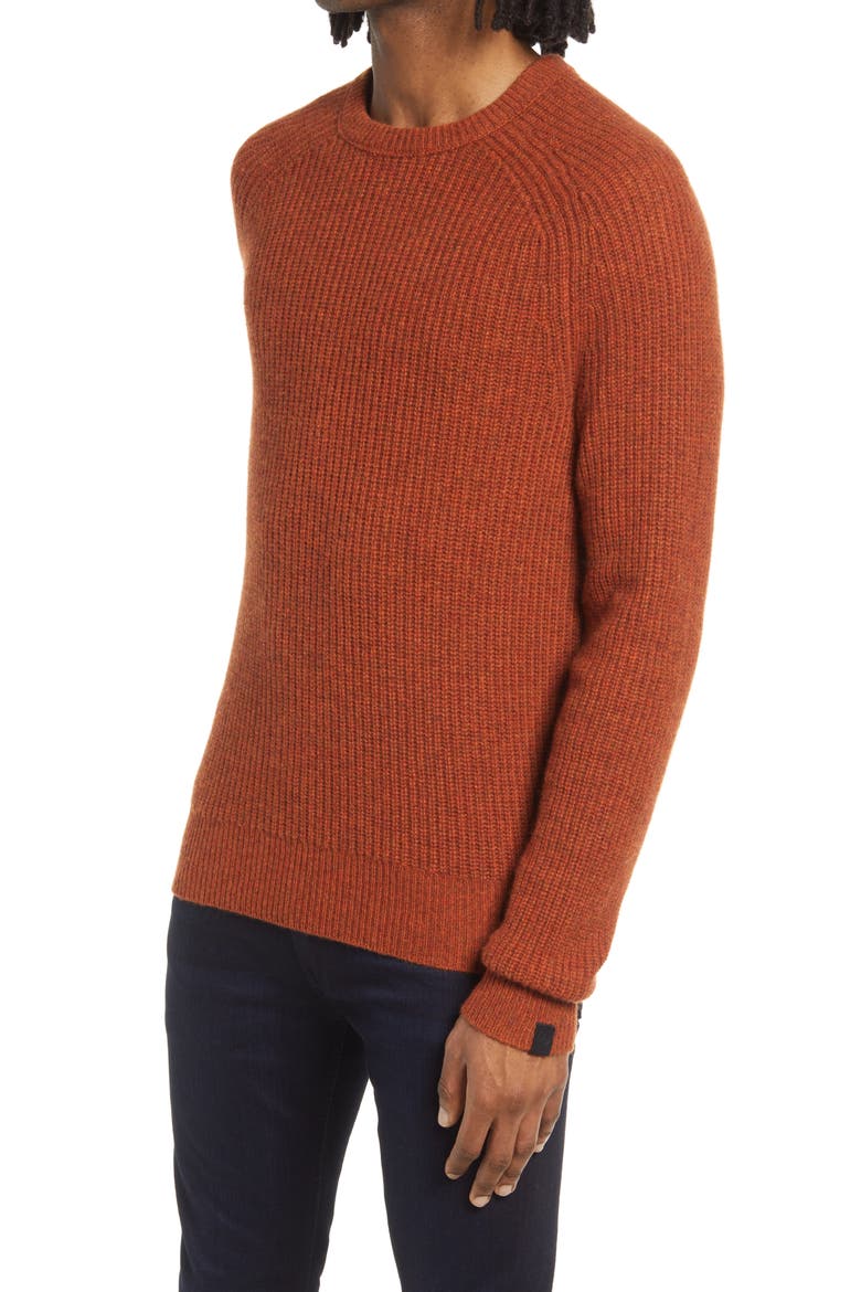 Pierce Marled Cashmere Crewneck Sweater, Alternate, color, RUST