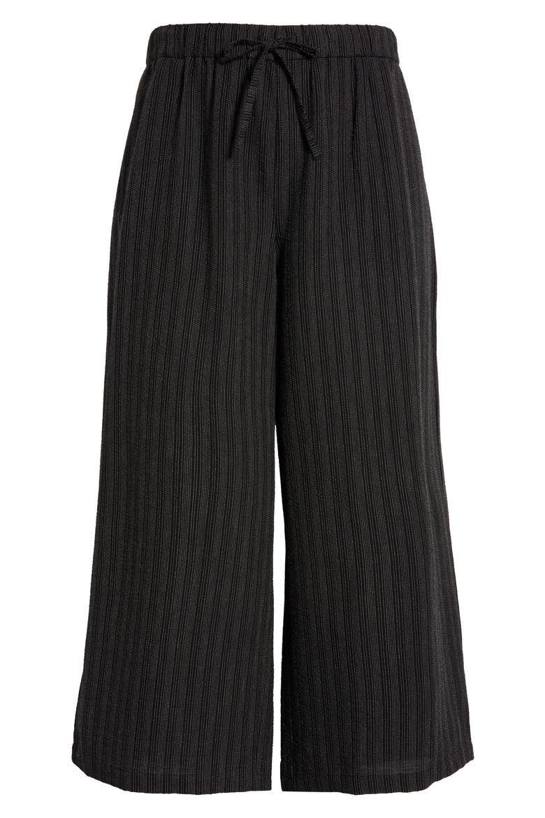 Organic Linen Blend Ankle Wide Leg Pants, Alternate, color, BLACK