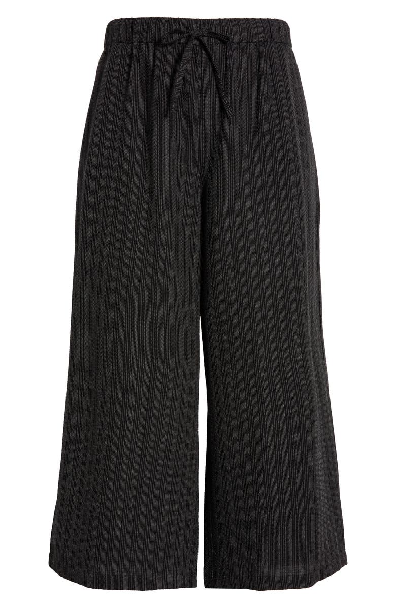Eileen Fisher Organic Linen Blend Ankle Wide Leg Pants, Alternate, color, Black