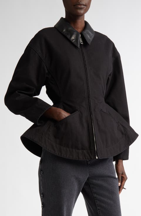 Exaggerated Cotton Canvas Peplum Jacket