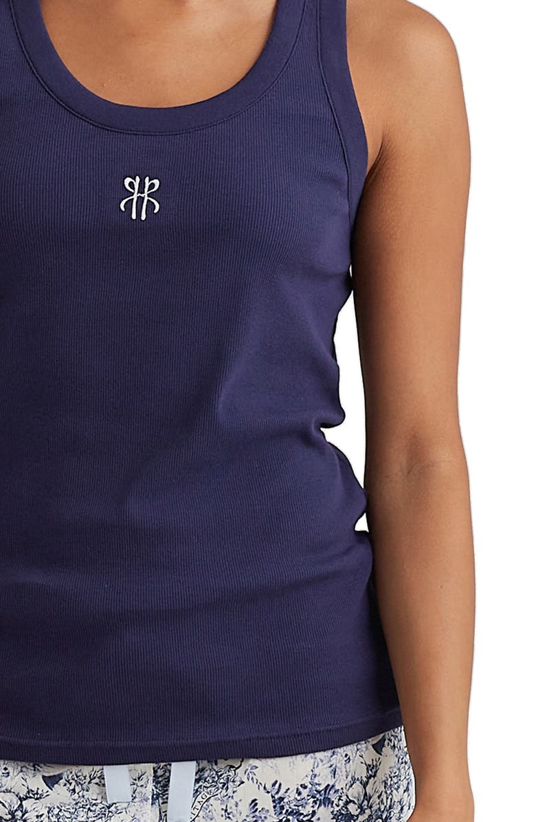 Papinelle Rib Logo Graphic Tank, Alternate, color, Navy