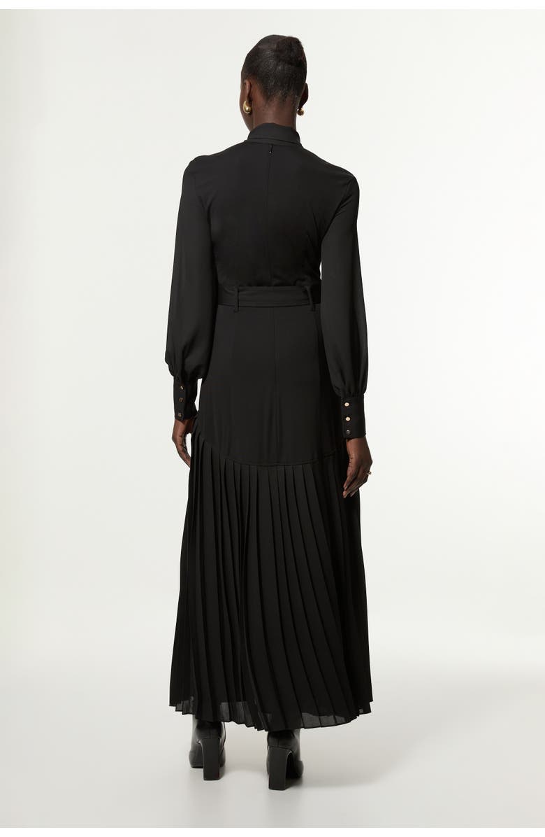 Karen Millen Jersey Ponte Georgette Mix Midi Dress, Alternate, color, Black