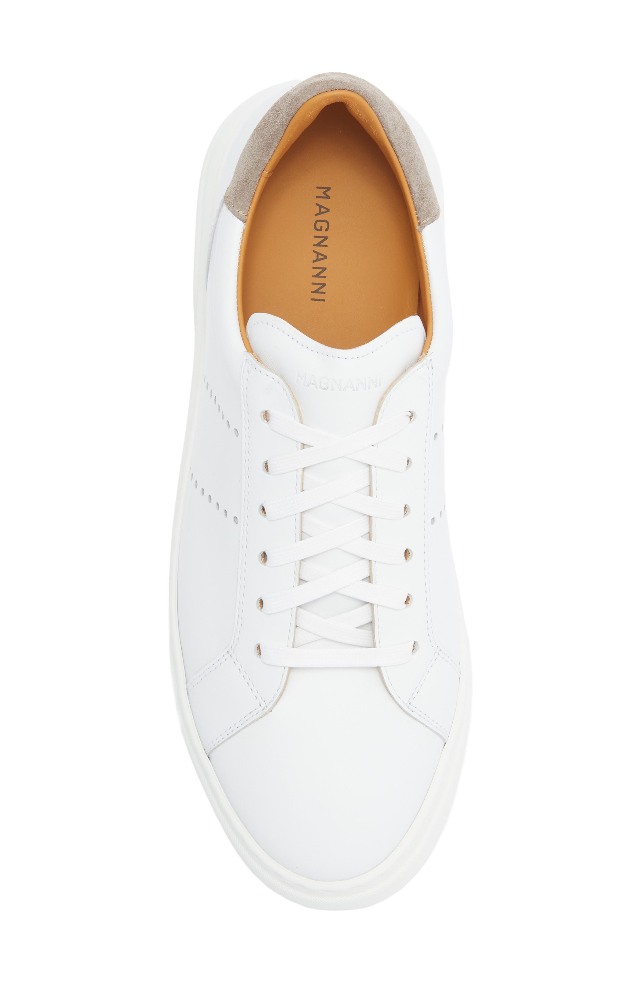 Magnanni Muro Leather Sneaker, Alternate, color, White / Tierra Suede
