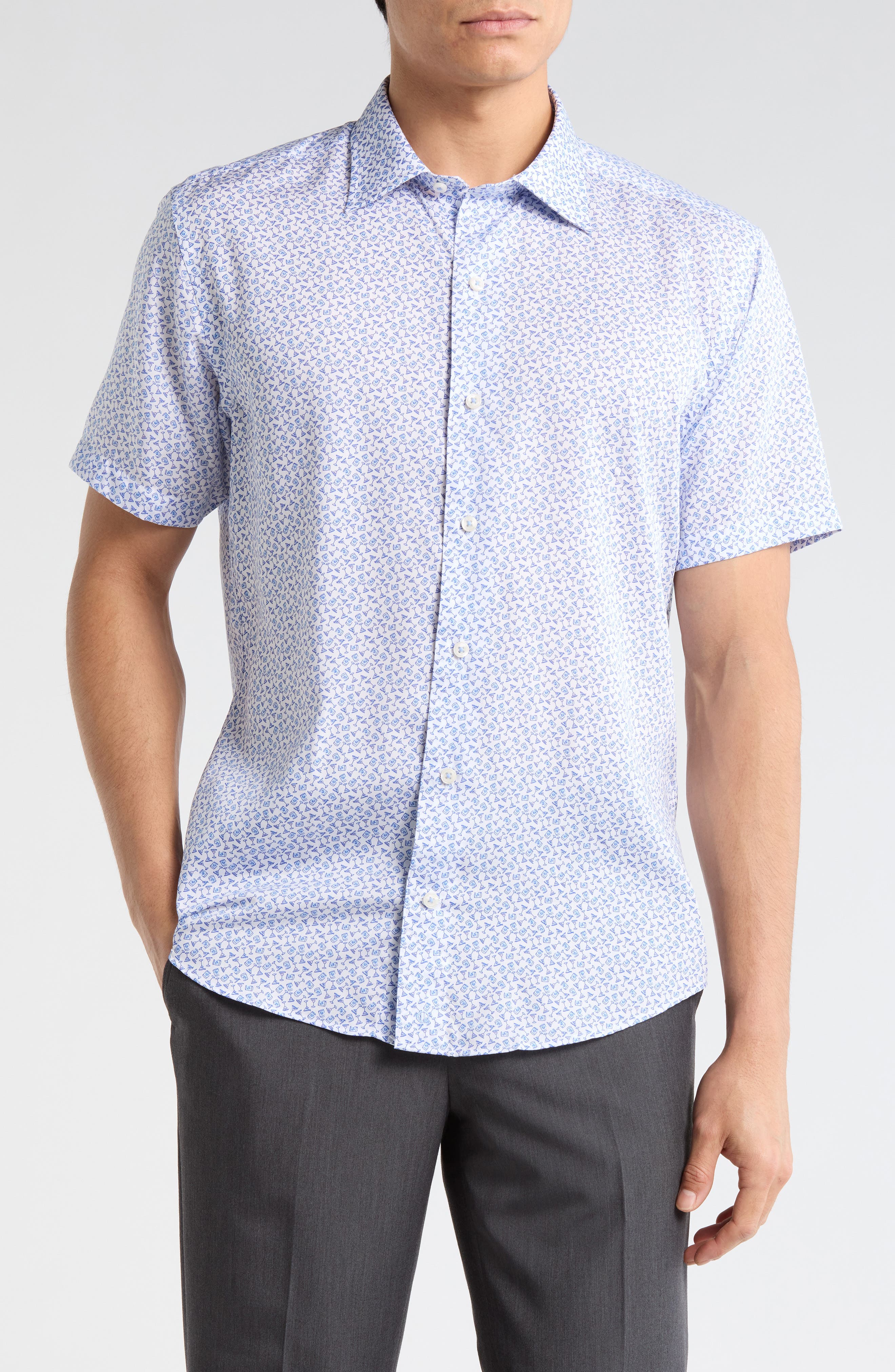 David Donahue Casual Short Sleeve Sport Shirt