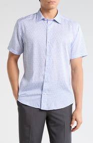 David Donahue Neat Print Short Sleeve Shirt