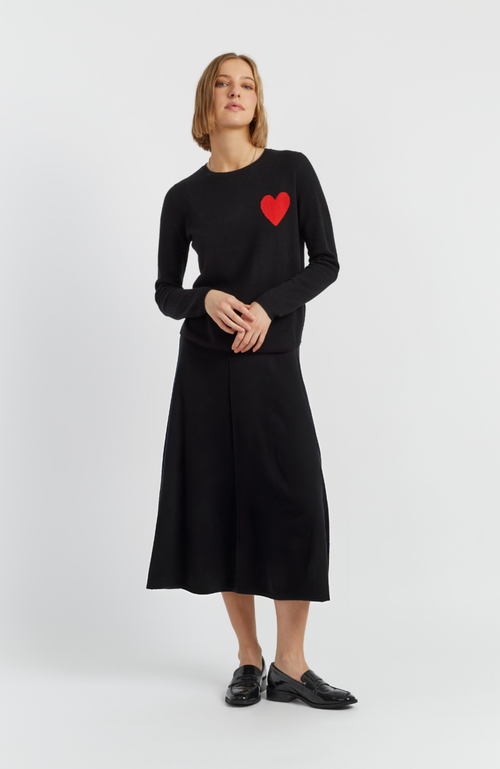Chinti & Parker Breton Heart Wool & Cashmere Sweater In Black