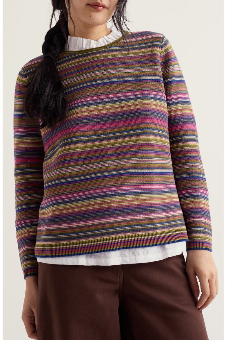 Makers Stripe Rib Organic Cotton Sweater, Main, color, RIPPLE MARKS FERN MO