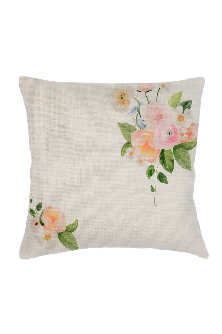 Bouquet Charmant Linen Euro Pillow 26x26 with Down Insert, Main, color, Beige