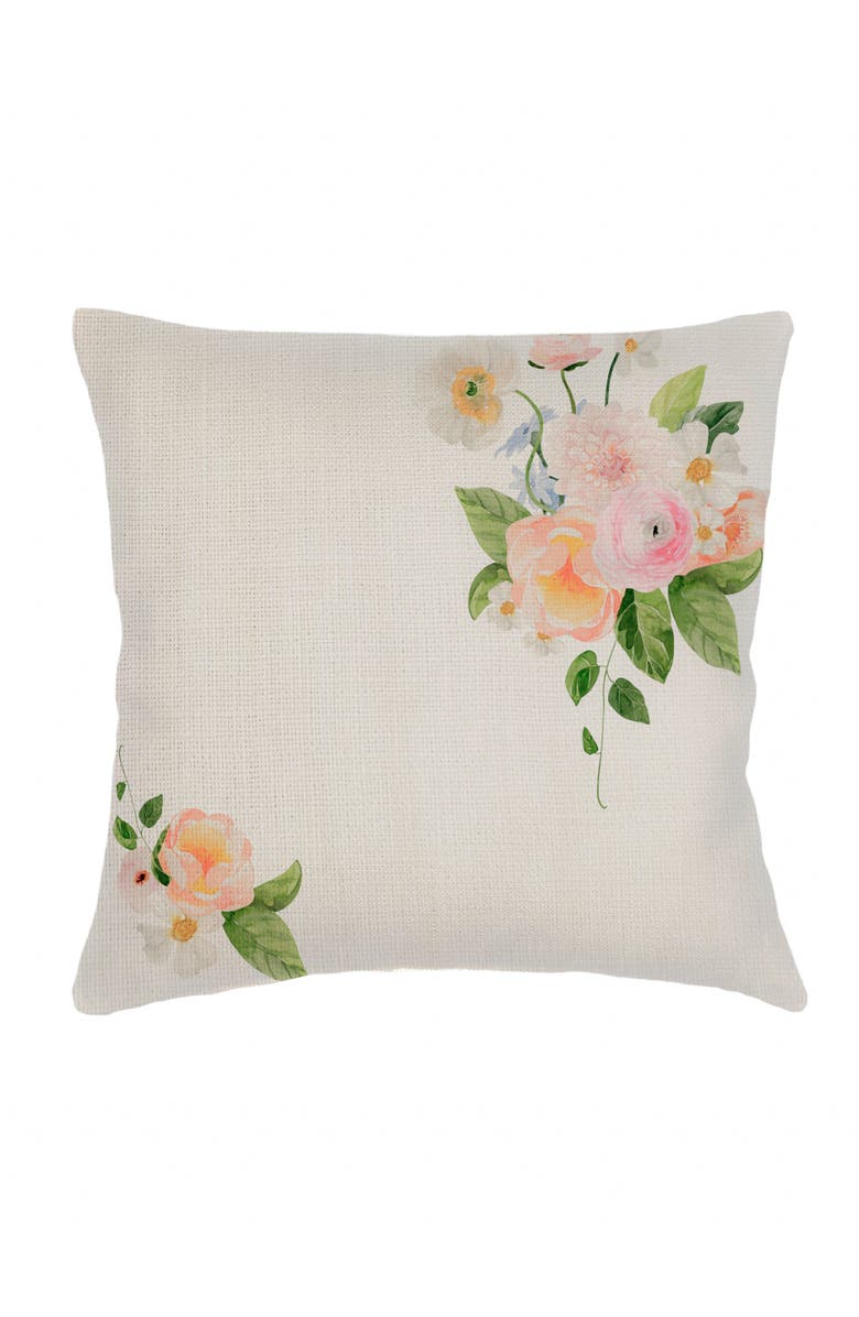 Anaya Bouquet Charmant Linen Euro Pillow 26x26 with Down Alternative Insert, Main, color, Beige