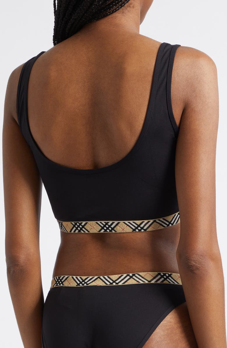 Burberry Check Trim Bikini Bottoms, Alternate, color, Black