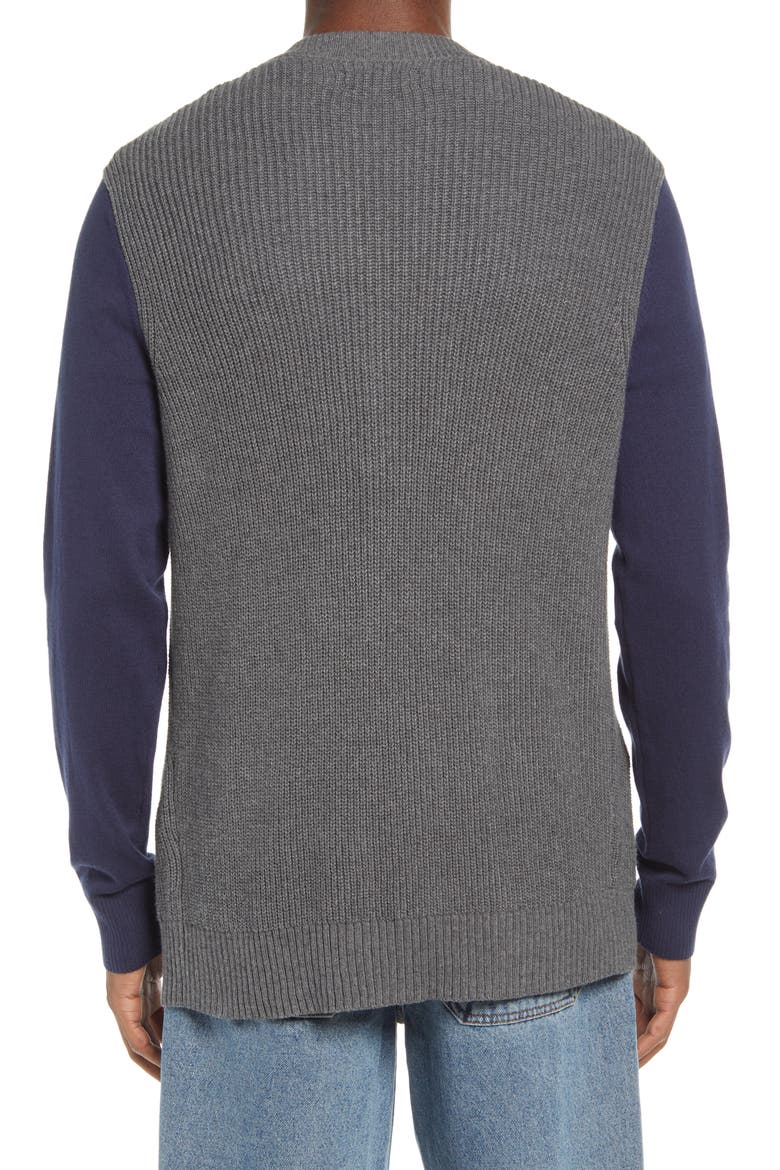 Colorblock Varsity Cardigan, Alternate, color, GREY- NAVY COLOR BLOCK