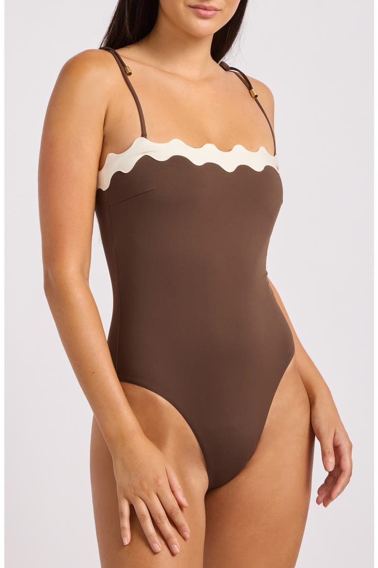 Rickrack One-Piece Swimsuit, Alternate, color, DARK CHOCOLATE