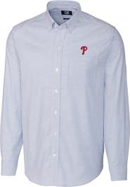 Cutter & Buck Men's Cutter & Buck Royal Philadelphia Phillies Big & Tall Stretch Oxford Striped Long Sleeve Button-Down Shirt