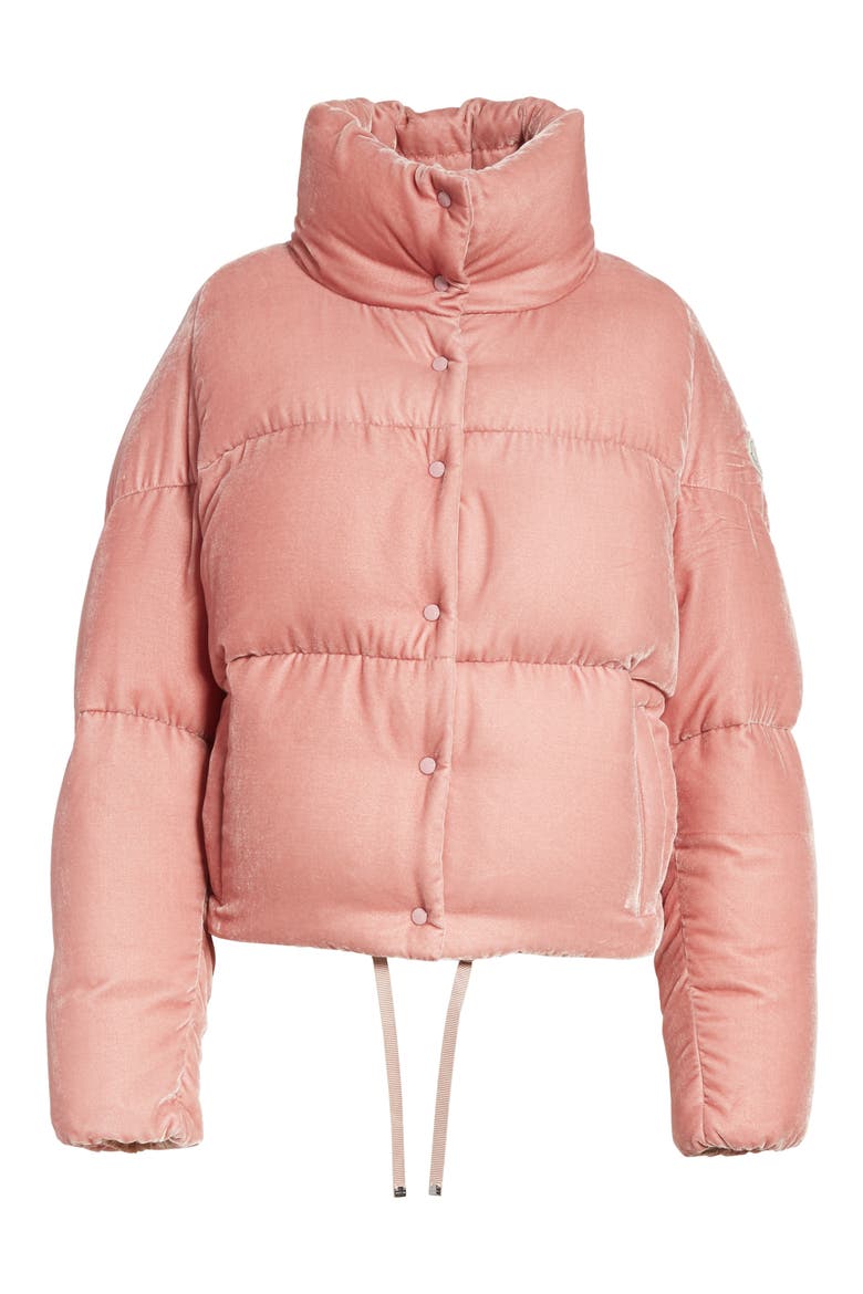 Cercis Velvet Quilted Down Puffer Coat, Alternate, color, PINK