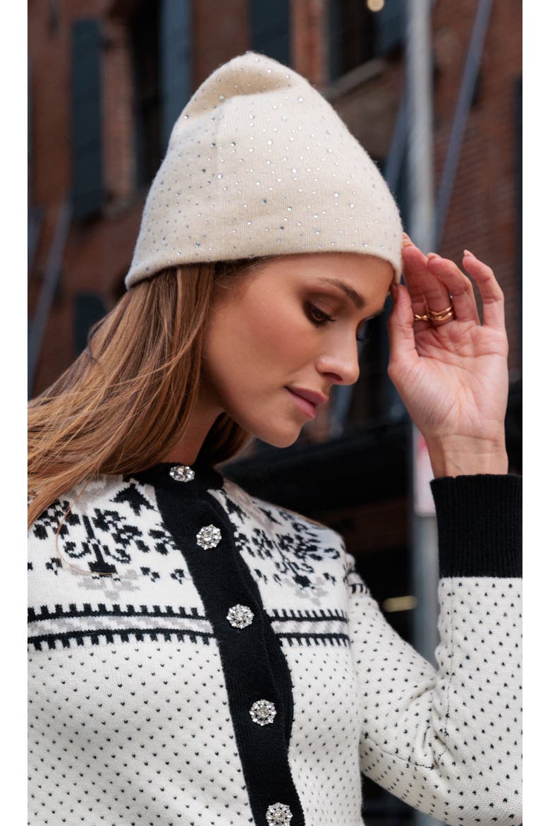 Norah Crystal Beanie, Alternate, color, white