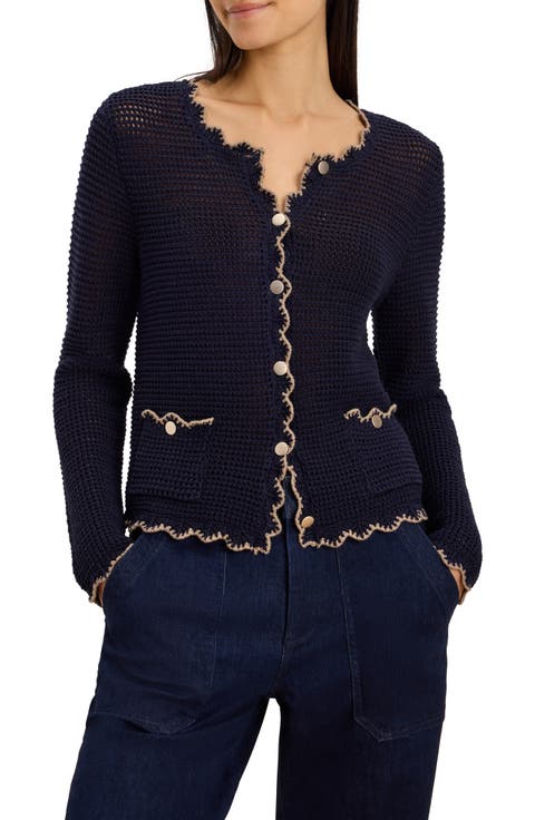 Trimmed Mesh Cardigan