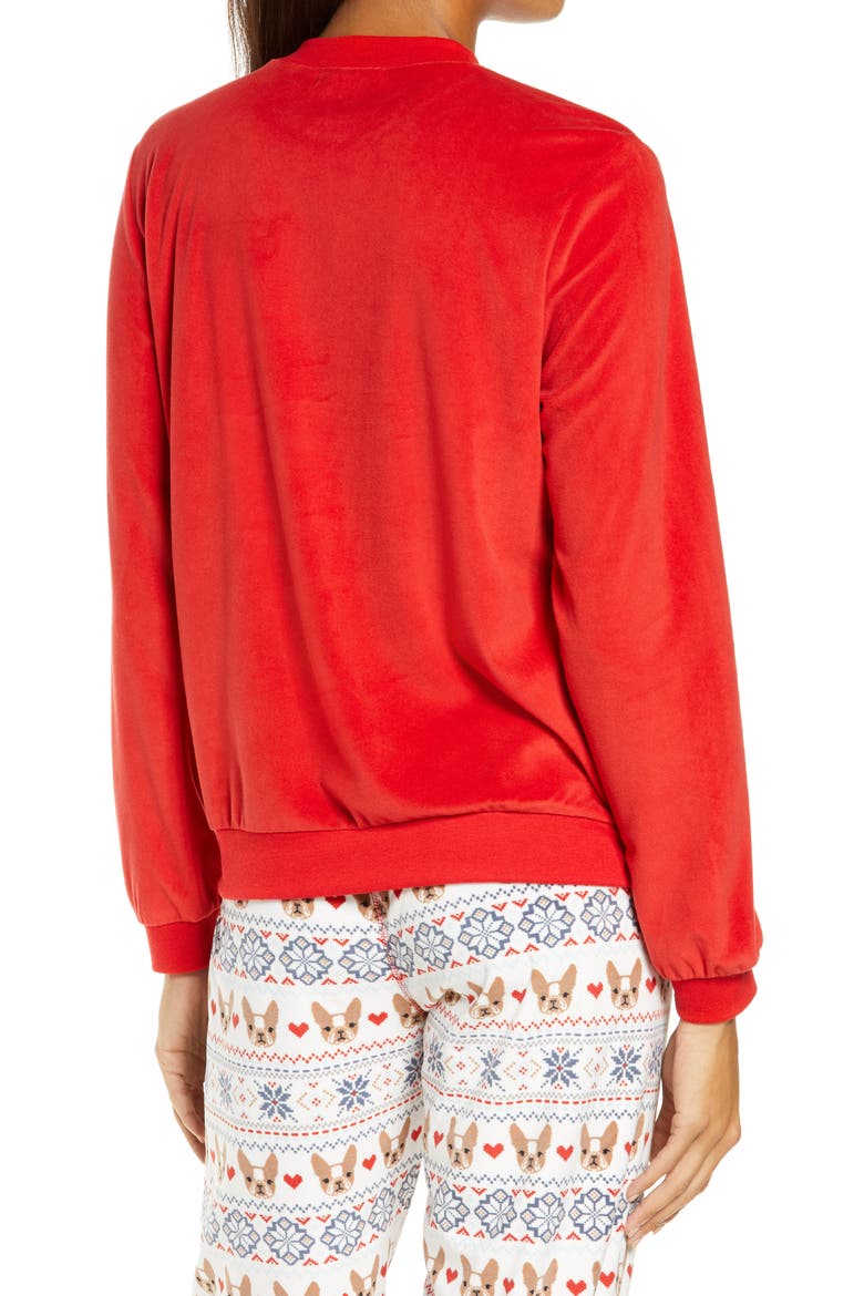 Silky Velour Mock Neck Top, Alternate, color, RED HOT