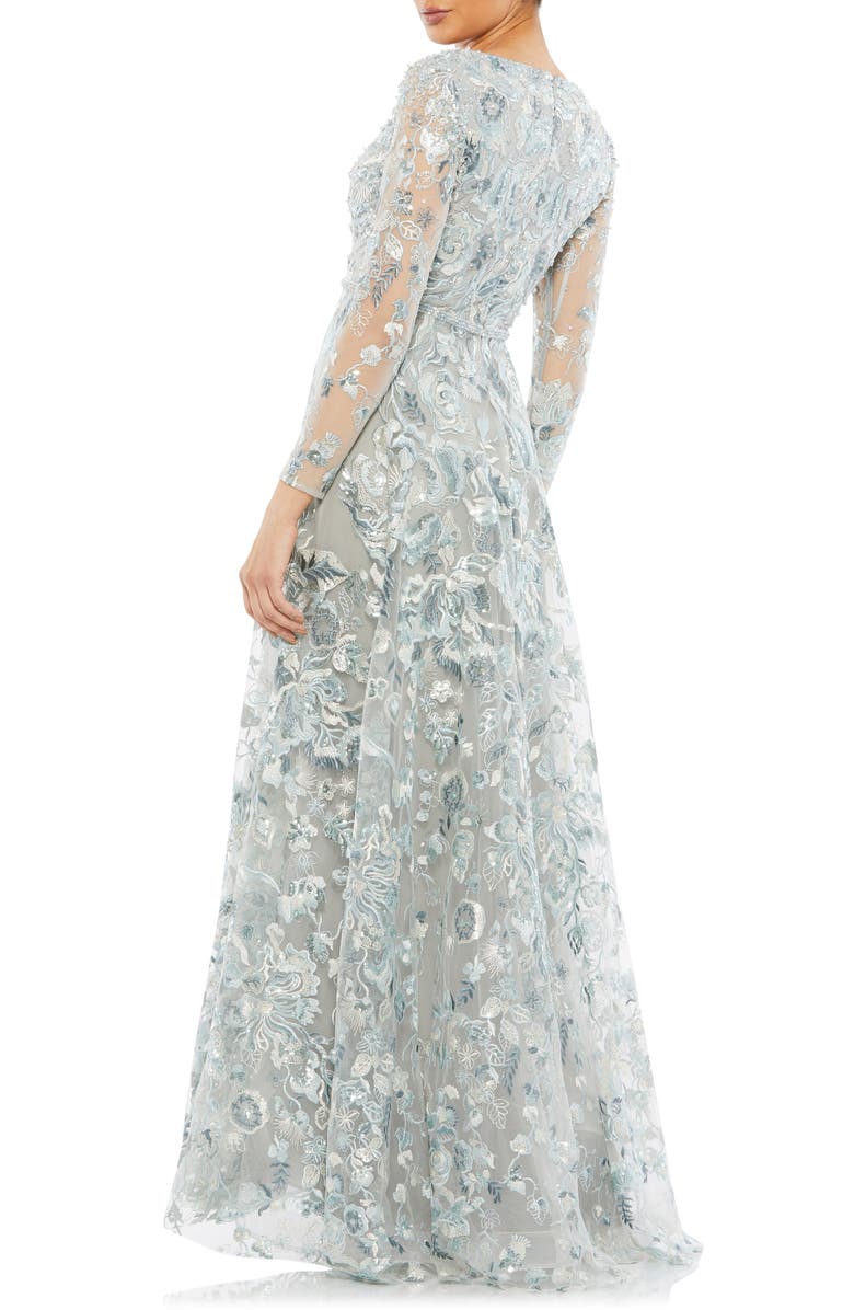 Mac Duggal Floral Embroidered Long Sleeve Gown, Alternate, color,